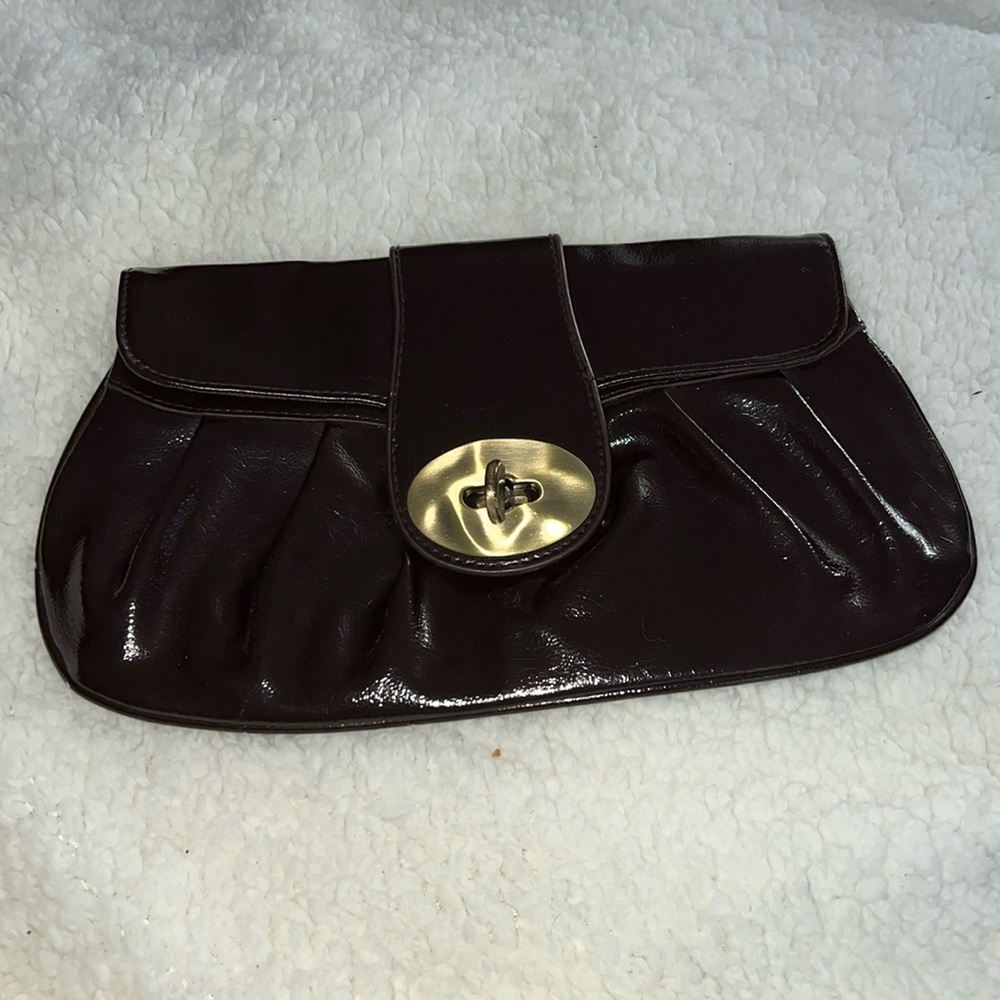 Express brown clutch bag